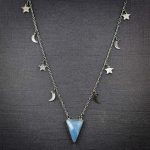 Labradorite Triangle Pendant on Moon and Star Chain - B