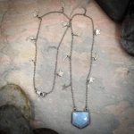 Labradorite Pentagon Pendant on Moon and Star Chain - C