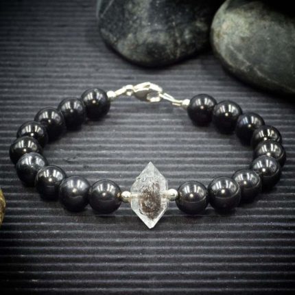 Shungite and Herkimer Diamond Bracelet