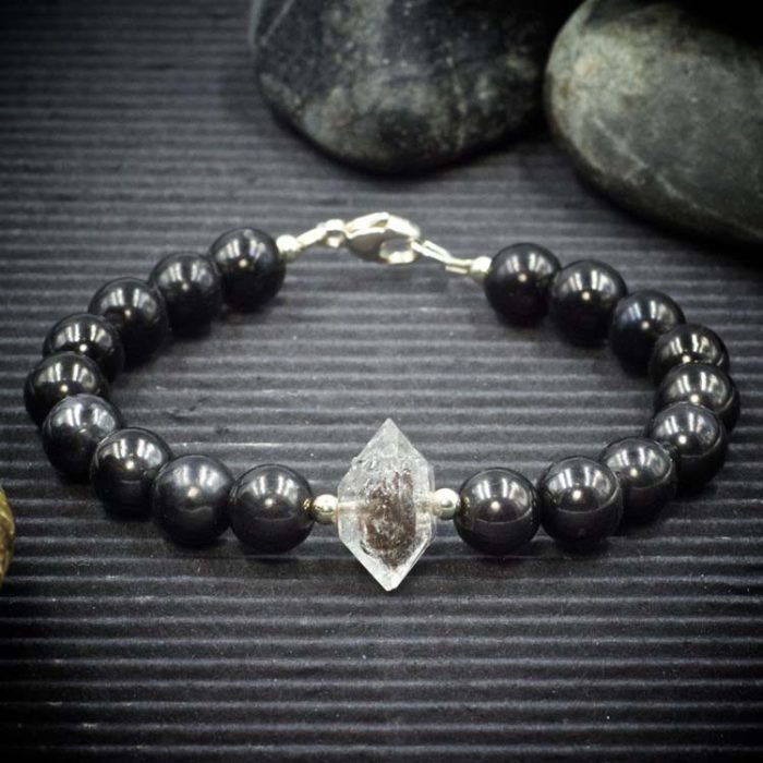 Shungite and Herkimer Diamond Bracelet