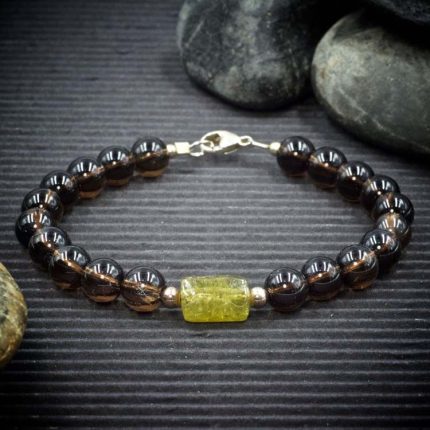 Smoky Quartz and Green Garnet Bracelet