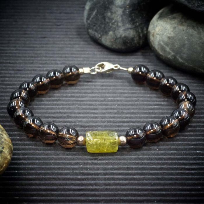Smoky Quartz and Green Garnet Bracelet