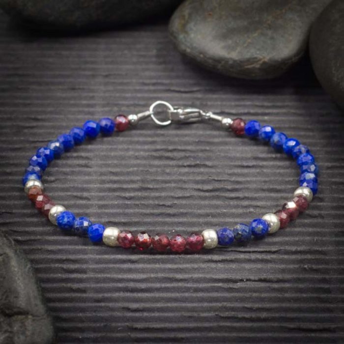 Lapis Lazuli and Garnet Crystal Bracelet