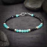 Black Tourmaline and Amazonite Crystal Bracelet