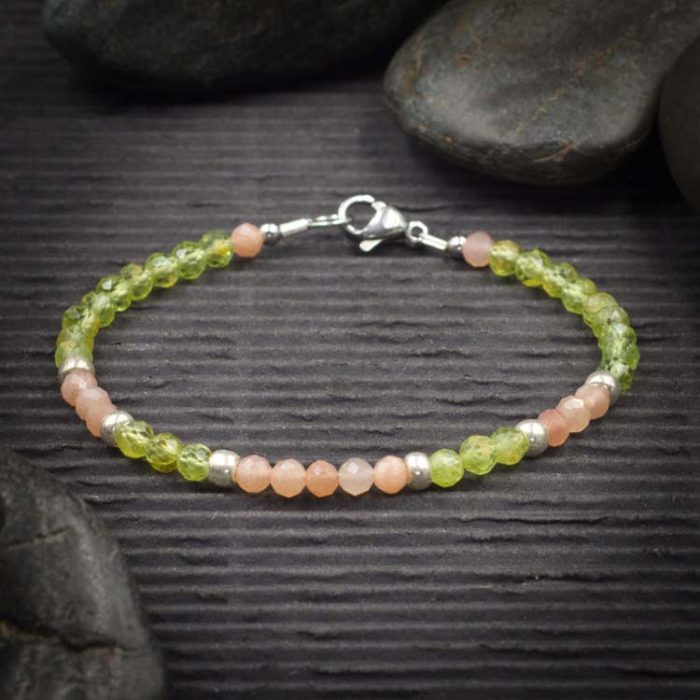 Peridot and Sunstone Crystal Bracelet