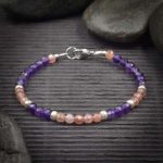 Amethyst and Strawberry Quartz Crystal Bracelet