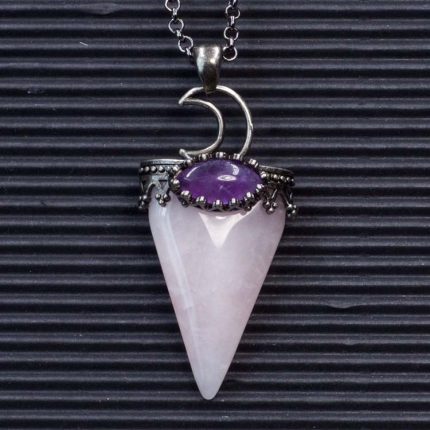 Rose Quartz Point Pendant with Amethyst