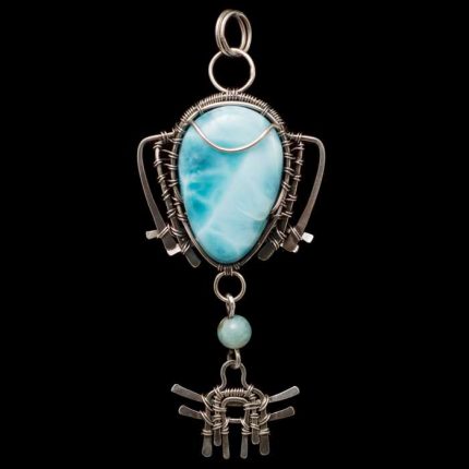 Larimar Wire Wrapped Pendant - Rania