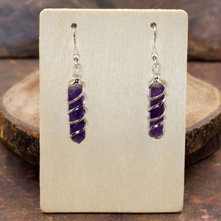 Amethyst Point Coil Wrapped Earrings