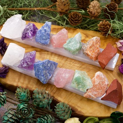 7 Chakra Crystal Set with Selenite Bar