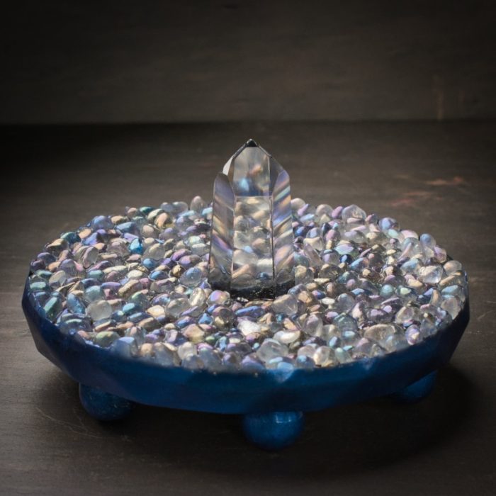 Angel Aura Quartz Orgonite Charger with Blue Base