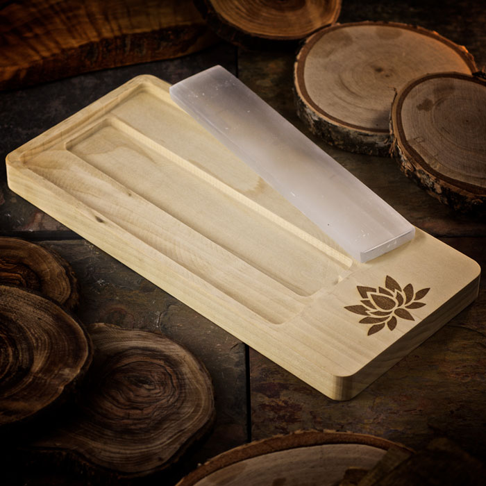 Lotus Blossom Crystal Charging Tray with Selenite