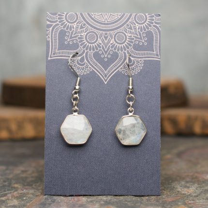 Moonstone Hexagon Dangle Earrings
