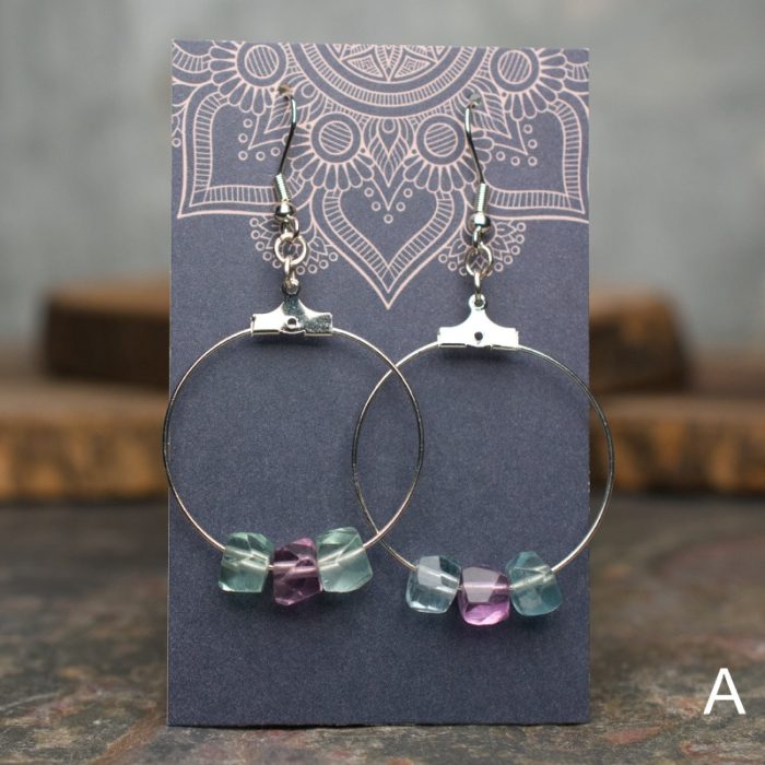 Fluorite Faceted Rondelle Hoop Earrings