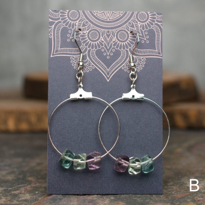 Fluorite Faceted Rondelle Hoop Earrings
