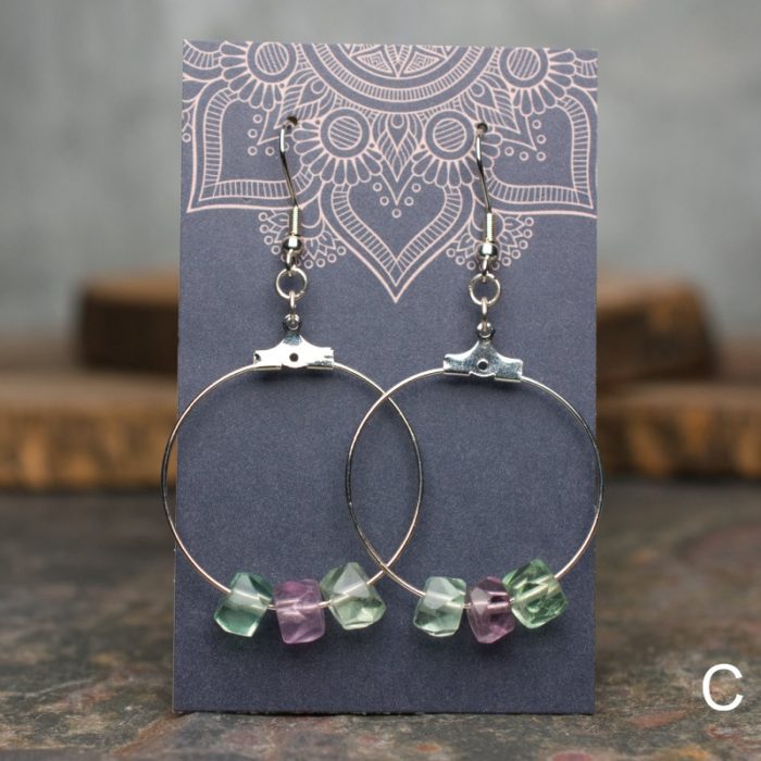 Fluorite Faceted Rondelle Hoop Earrings