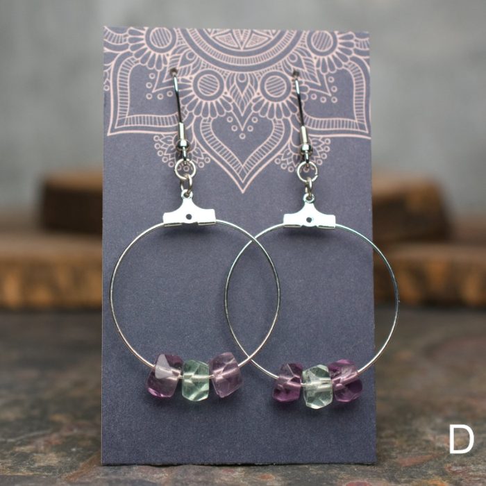Fluorite Faceted Rondelle Hoop Earrings
