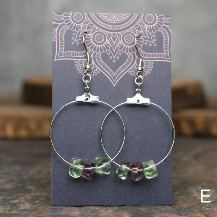 Fluorite Faceted Rondelle Hoop Earrings