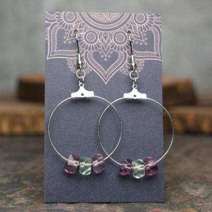 Fluorite Faceted Rondelle Hoop Earrings