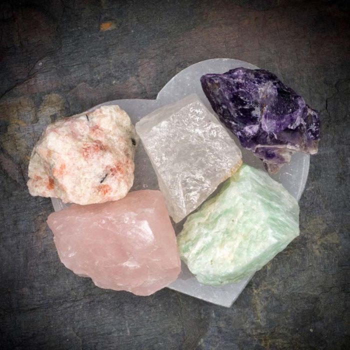 Happiness Crystal Set with Selenite Heart