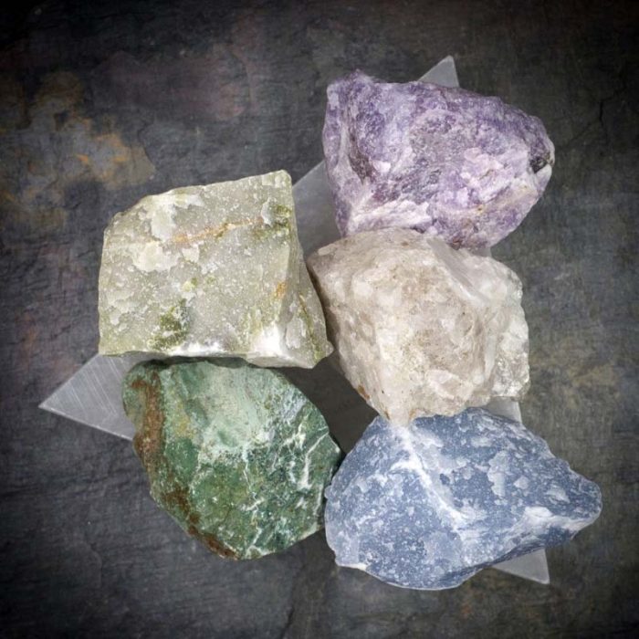Personal Power Crystal Set with Selenite Triangle