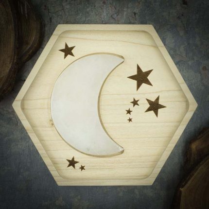 Selenite Moon and Star Crystal Charging Tray