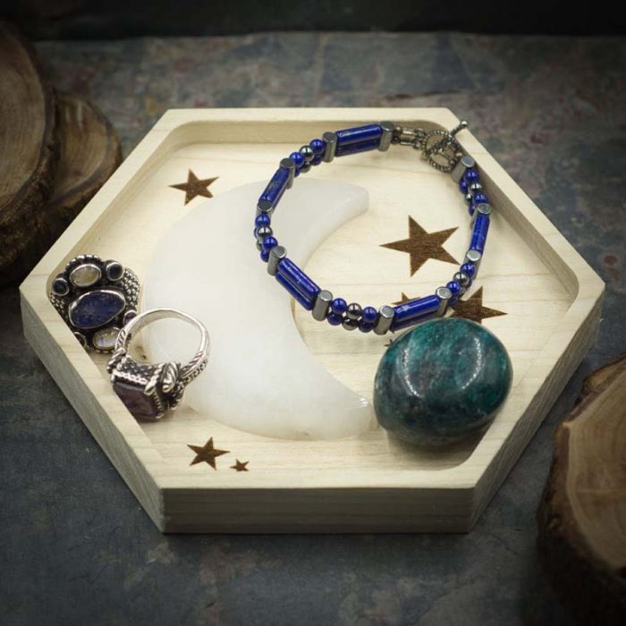 Selenite Moon and Star Crystal Charging Tray
