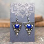 Lapis Lazuli Hanmered Stainless Steel Earrings