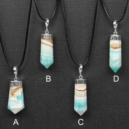 Blue Aragonite and Sterling Silver Pendants