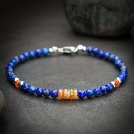 Lapis Lazuli and Ethiopian Fire Opal Crystal Bracelet