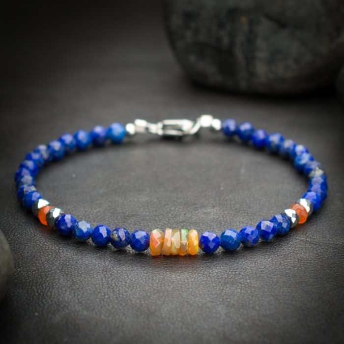Lapis Lazuli and Ethiopian Fire Opal Crystal Bracelet