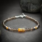 Smoky Quartz and Ethiopian Fire Opal Crystal Bracelet