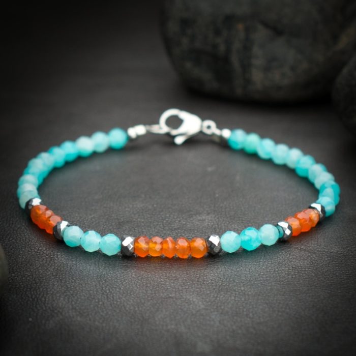 Amazonite and Carnelian Crystal Bracelet