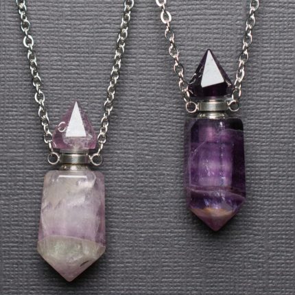 Fluorite Faceted Crystal Bottle Pendant