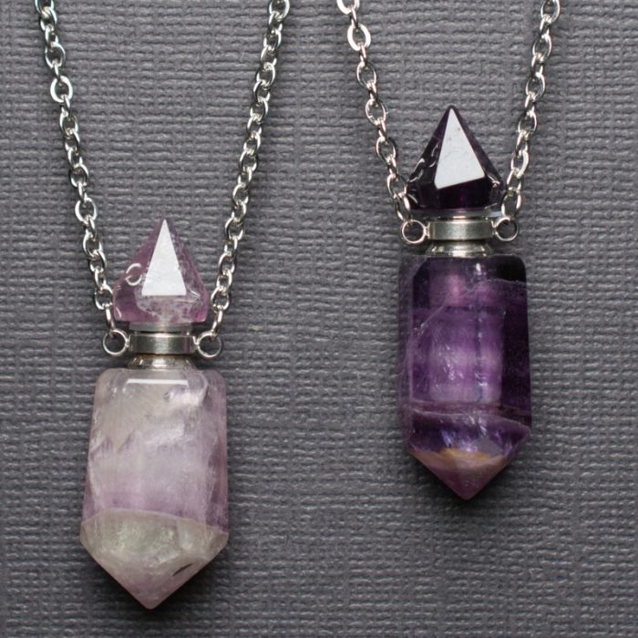 Fluorite Faceted Crystal Bottle Pendant