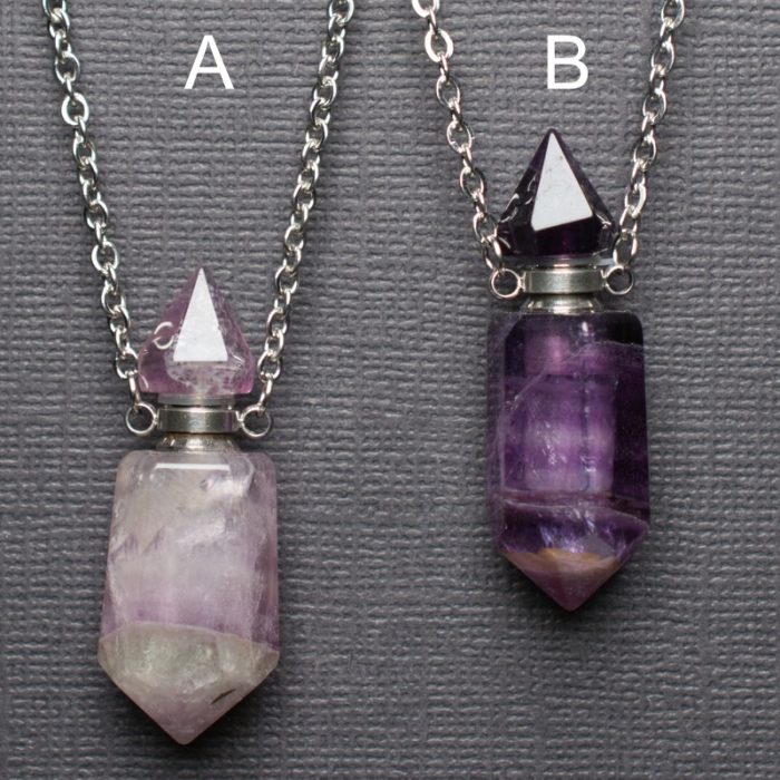 Fluorite Faceted Crystal Bottle Pendant