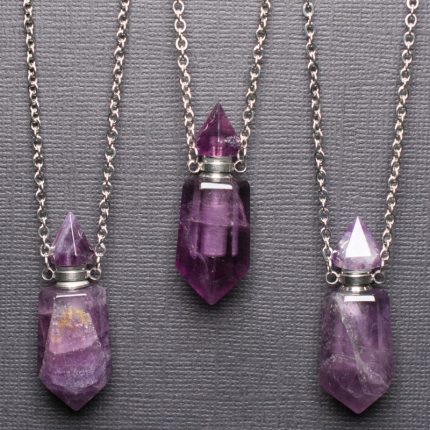 Amethyst Faceted Crystal Bottle Pendant