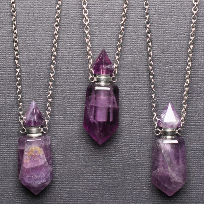 Amethyst Faceted Crystal Bottle Pendant