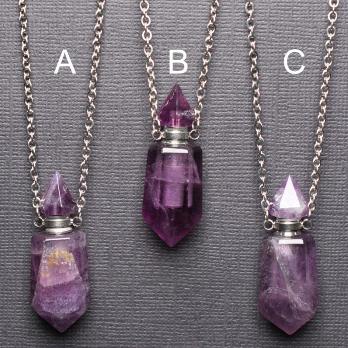 Amethyst Faceted Crystal Bottle Pendant